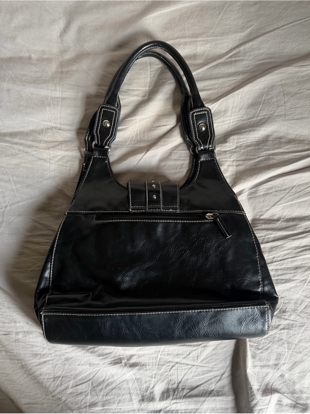 St. John's Bay Black Studded Shoulder Tote - Picture 2 of 3